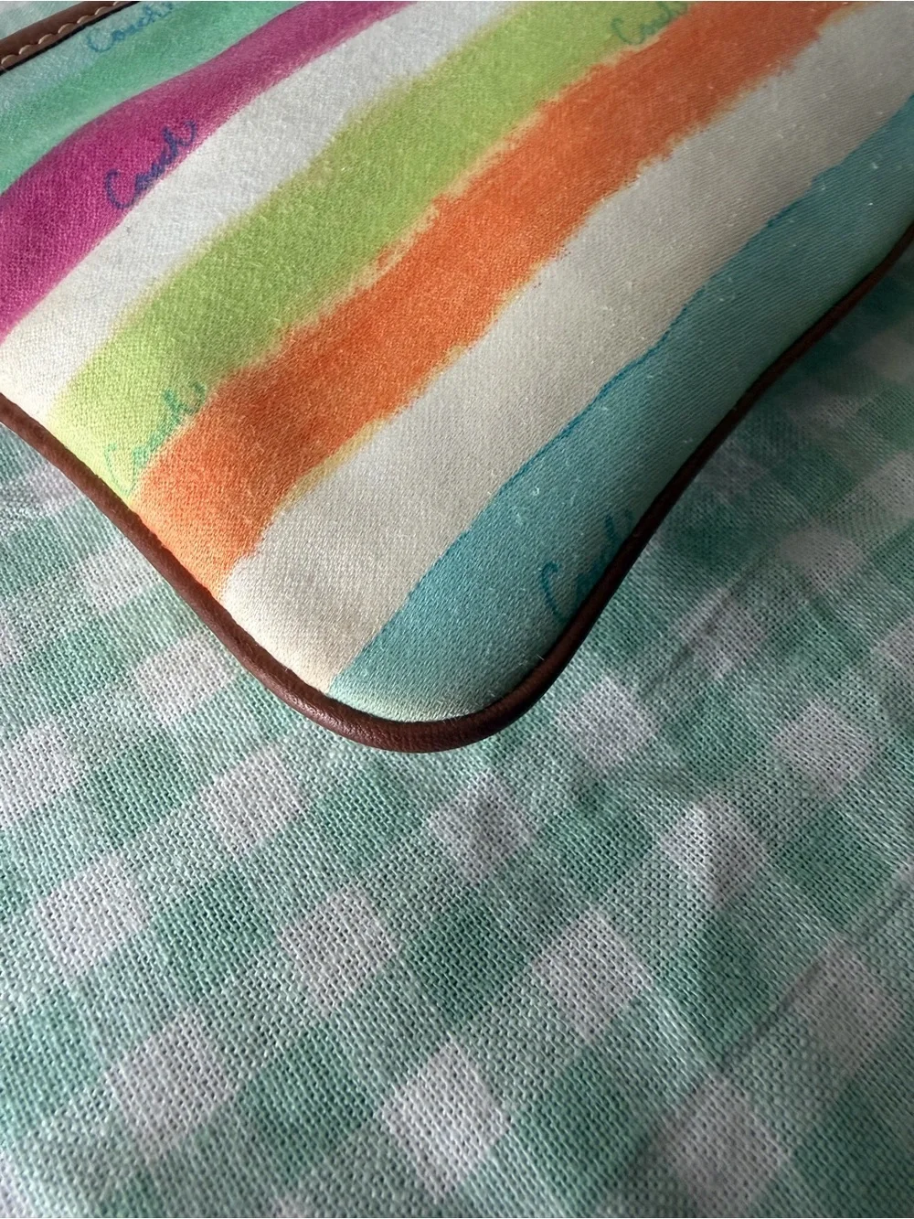 Vintage Coach Hampton Multicolor Watercolor Stripe Wristlet